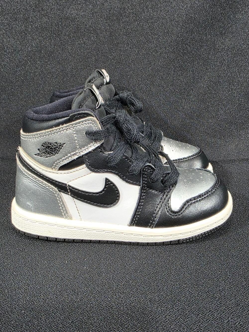 Nike Air Jordan 1 Retro High OG Leather Silver Toe Toddler Size 8C